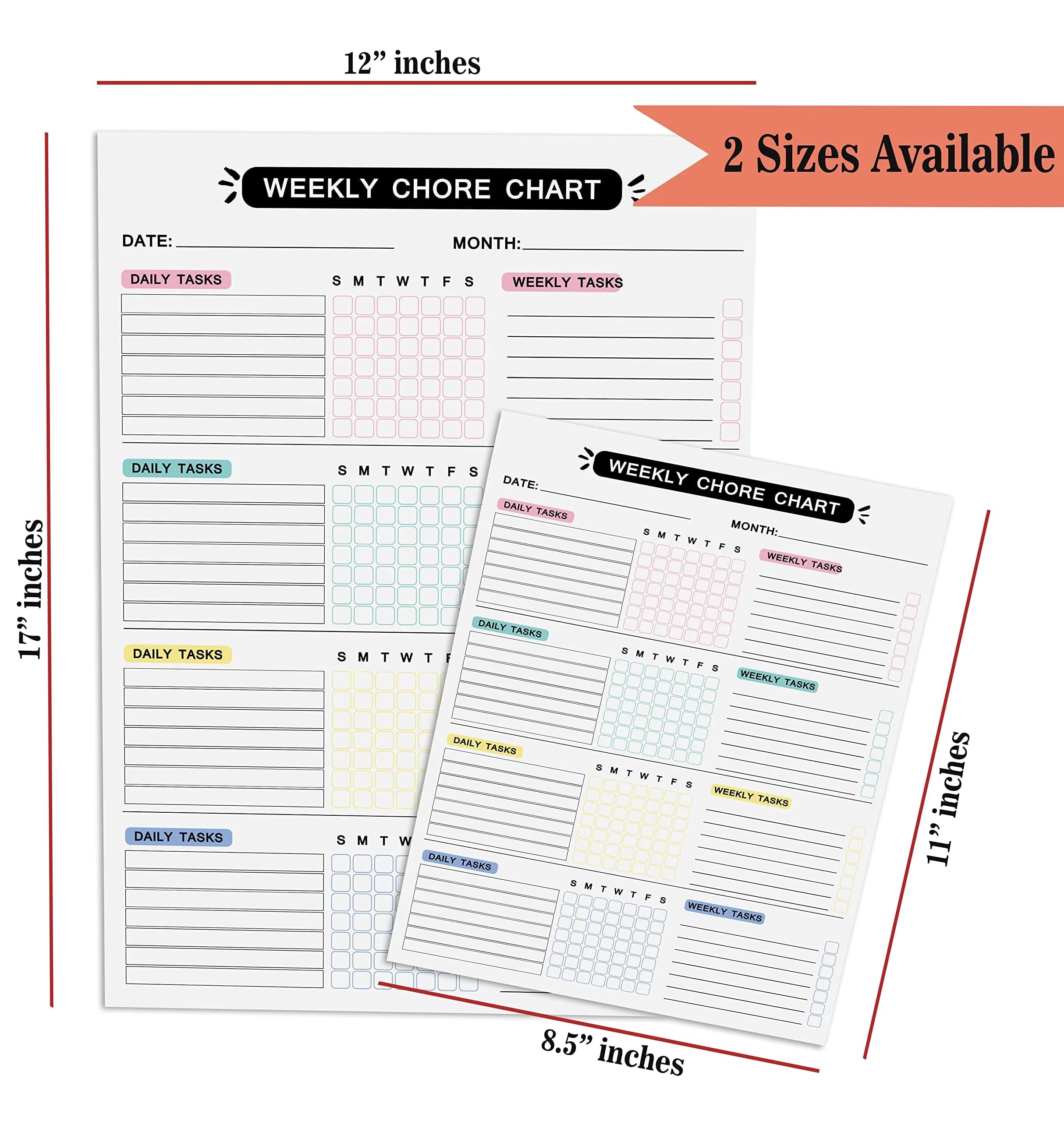 Inkdotpot Magnetic Weekly Chore Chart 12" x 17" (30.5cm x 43.2cm) | Organize Family Chores with Dry Erase Board - view 4
