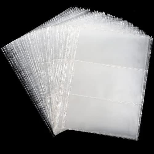 Uncle Paul Currency Pages for Paper Money Collection, 100 Sheets, 3 Pockets | Safe, PP Material, Suitable for Banknotes & Collectibles thumbnail 1