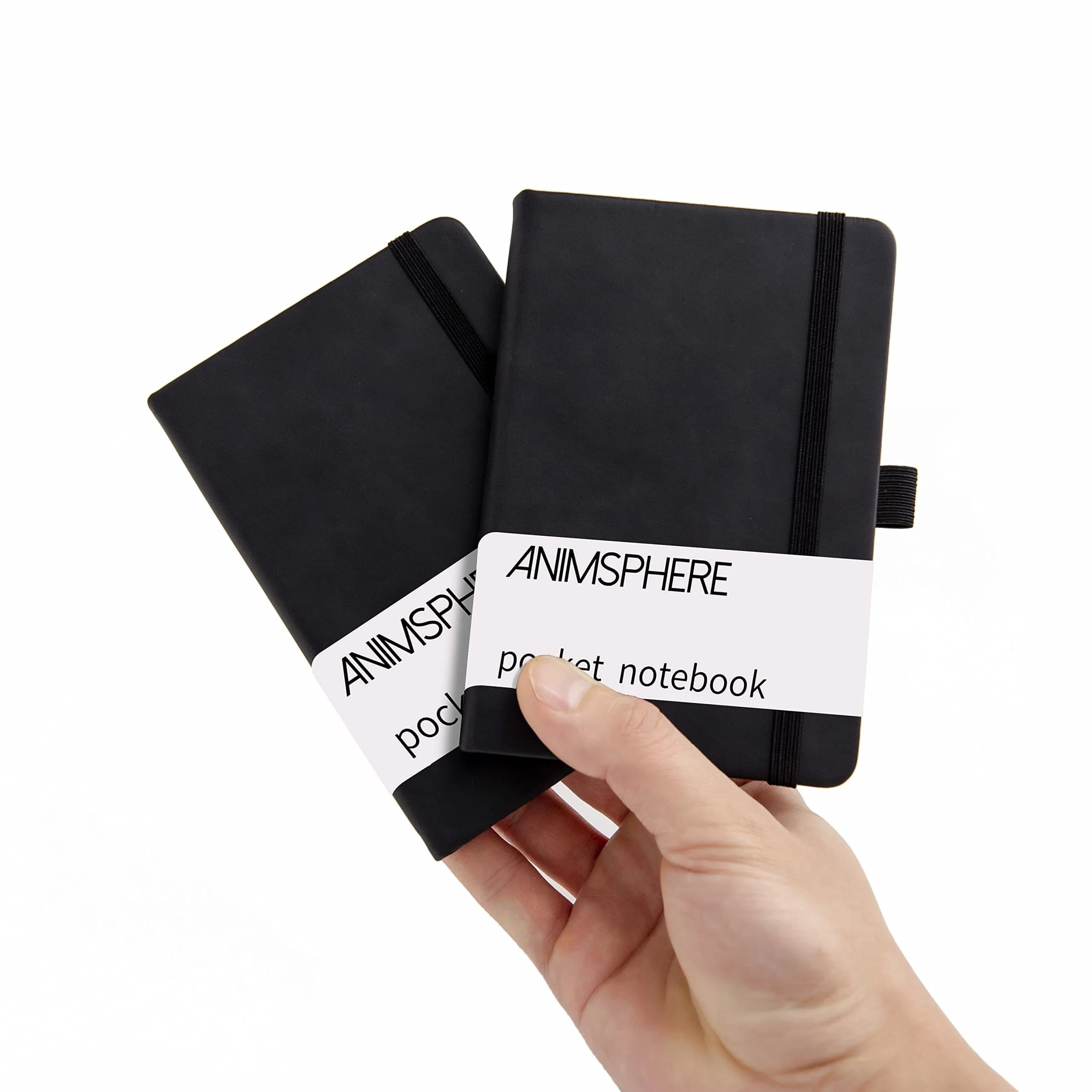 Animusphere Black 2-Pack Pocket Notebook 10.2 x 14.5 cm (4 x 5.7 inches) | Soft Leather Cover, 200 Pages - main product image