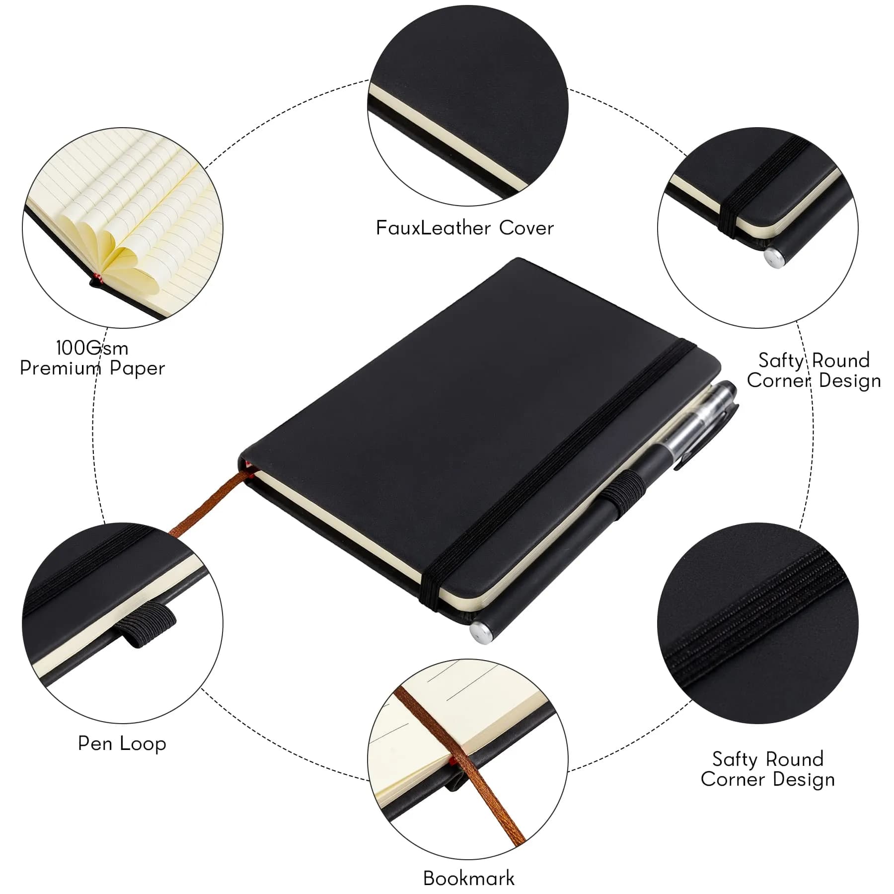 Animusphere Black 2-Pack Pocket Notebook 10.2 x 14.5 cm (4 x 5.7 inches) | Soft Leather Cover, 200 Pages - view 3
