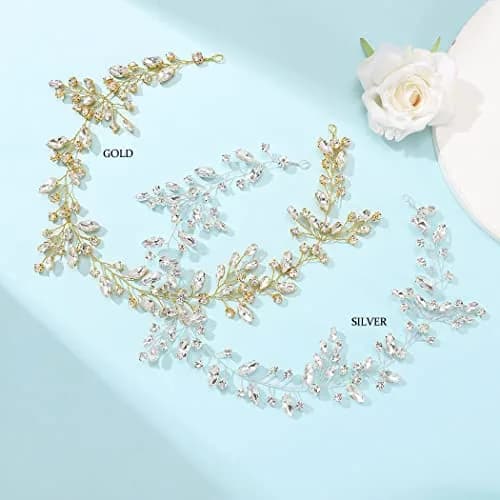 JAKAWIN Rhinestone Wedding Hair Piece Bridal Hair Accessories for Women 45 cm (17.7 in) | Elegant Crystal Hair Vine thumbnail 4