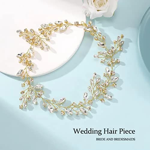 JAKAWIN Rhinestone Wedding Hair Piece Bridal Hair Accessories for Women 45 cm (17.7 in) | Elegant Crystal Hair Vine thumbnail 2