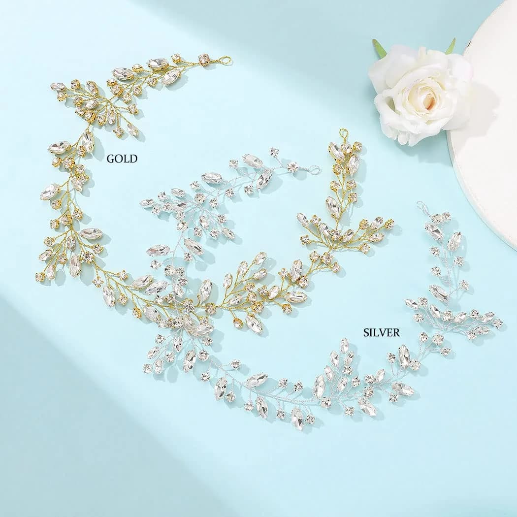 JAKAWIN Rhinestone Wedding Hair Piece Bridal Hair Accessories for Women 45 cm (17.7 in) | Elegant Crystal Hair Vine - view 4