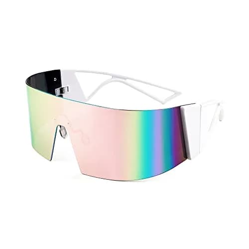 FEISEDY Futuristic Cyclops Visor Sunglasses for Men & Women | 70mm (2.76") Lens Width thumbnail 1
