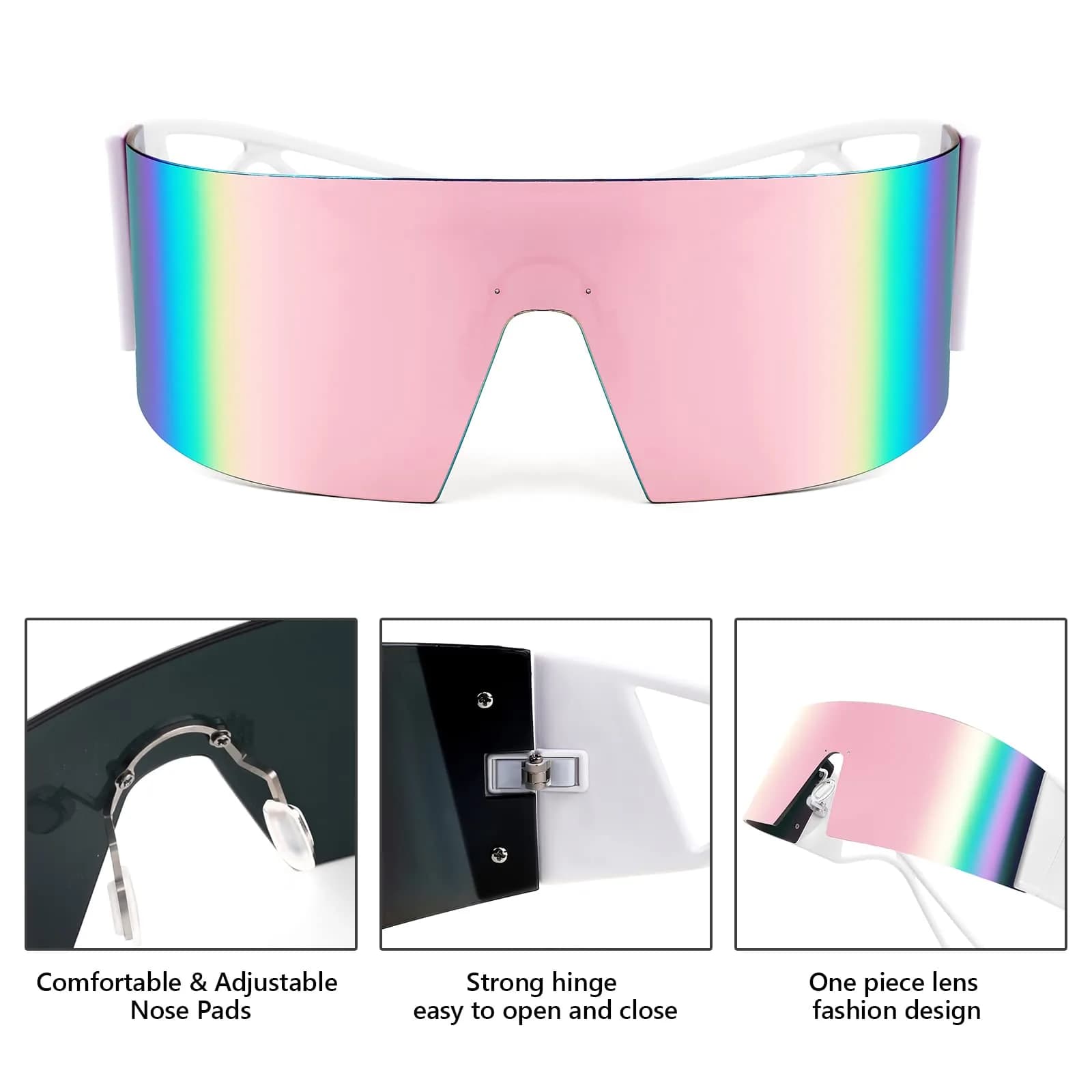 FEISEDY Futuristic Cyclops Visor Sunglasses for Men & Women | 70mm (2.76") Lens Width - view 5