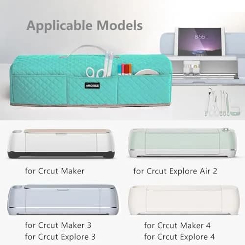AMOIGEE Padded Dust Cover for Cricut Maker 4, Maker 3, Explore 3, Explore Air 2, Teal 53cm (21" L x 6.5" W x 6" H) | Protects Craft Machines from Dust & Scratches thumbnail 5