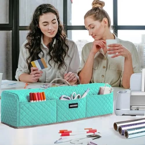 AMOIGEE Padded Dust Cover for Cricut Maker 4, Maker 3, Explore 3, Explore Air 2, Teal 53cm (21" L x 6.5" W x 6" H) | Protects Craft Machines from Dust & Scratches thumbnail 6