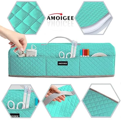 AMOIGEE Padded Dust Cover for Cricut Maker 4, Maker 3, Explore 3, Explore Air 2, Teal 53cm (21" L x 6.5" W x 6" H) | Protects Craft Machines from Dust & Scratches thumbnail 4