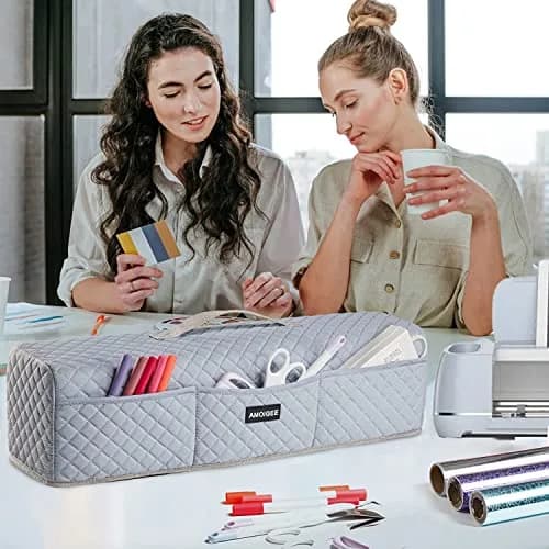 AMOIGEE Padded Dust Cover for Cricut Maker 4, Maker 3, Explore 3, Explore Air 2, Grey | 53cm (21") L x 17cm (6.5") W x 15cm (6") H thumbnail 6