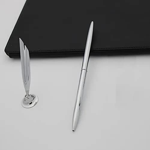 luzen 4pcs Desktop Pen Holder Metal Swivel Stand with Single Pen Display Gold Silver Home Office thumbnail 3