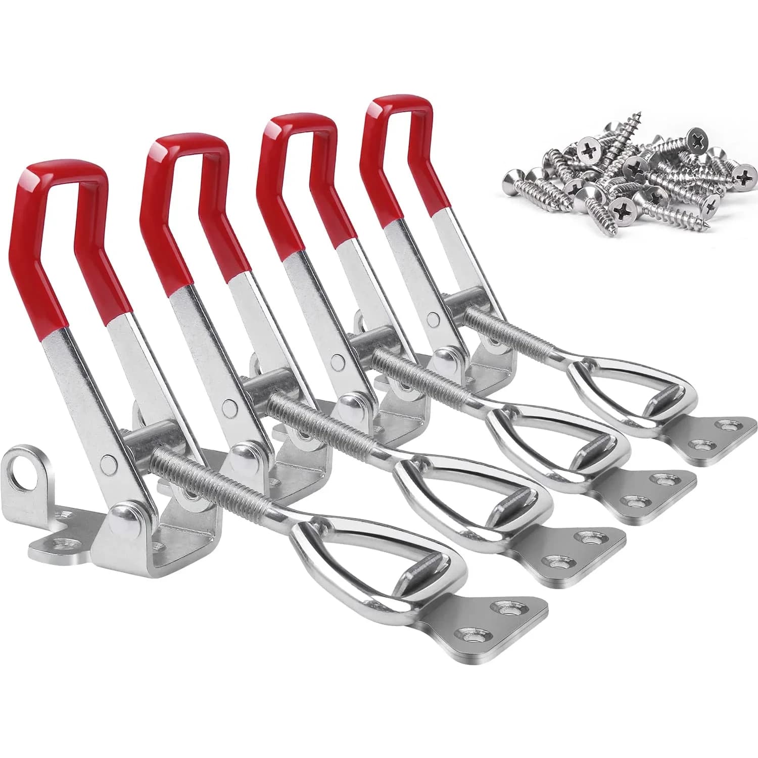 Vicuna R 4003 Toggle Latch Clamp 4-Pack, Heavy Duty Zinc-Plated Metal with Red Handle | 1320 Lbs Holding Capacity