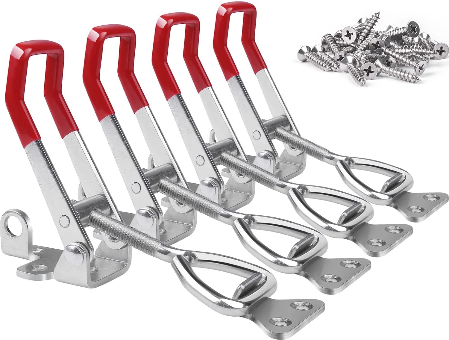 Vicuna R 4003 Toggle Latch Clamp 4-Pack, Heavy Duty Zinc-Plated Metal with Red Handle | 1320 Lbs Holding Capacity - main product image