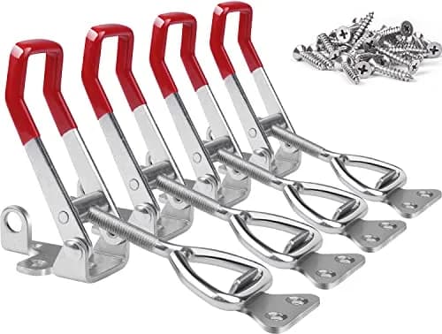 Vicuna R 4003 Toggle Latch Clamp 4-Pack, Heavy Duty Zinc-Plated Metal with Red Handle | 1320 Lbs Holding Capacity thumbnail 1