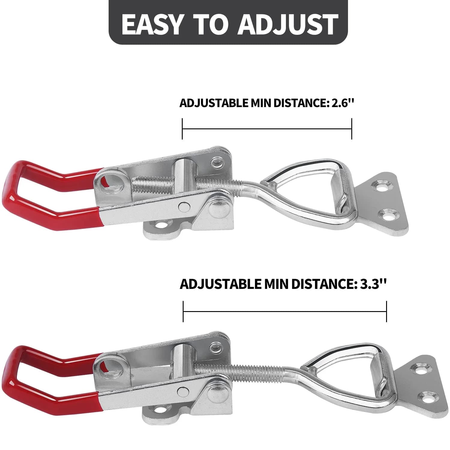 Vicuna R 4003 Toggle Latch Clamp 4-Pack, Heavy Duty Zinc-Plated Metal with Red Handle | 1320 Lbs Holding Capacity - view 2