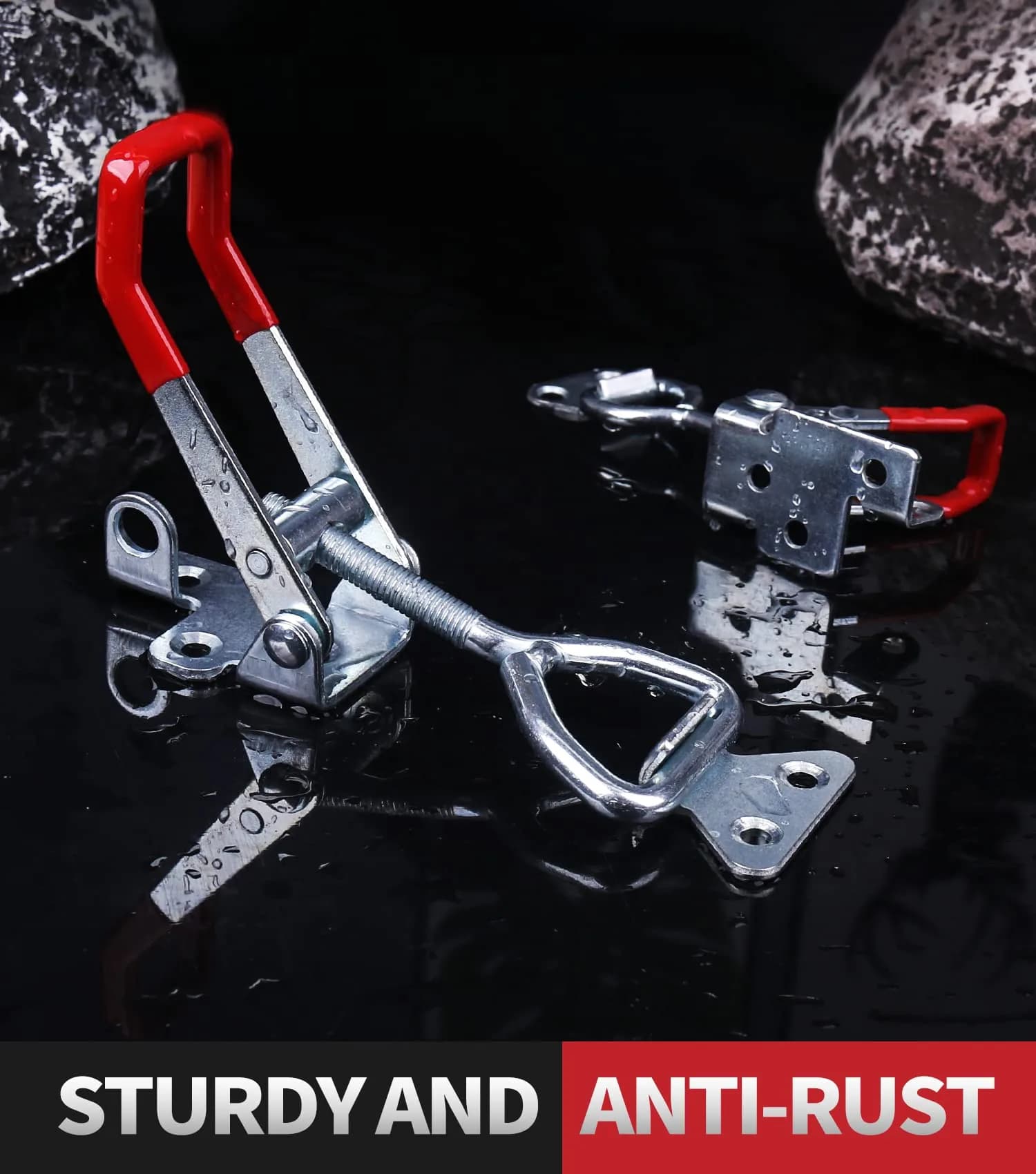 Vicuna R 4003 Toggle Latch Clamp 4-Pack, Heavy Duty Zinc-Plated Metal with Red Handle | 1320 Lbs Holding Capacity - view 4
