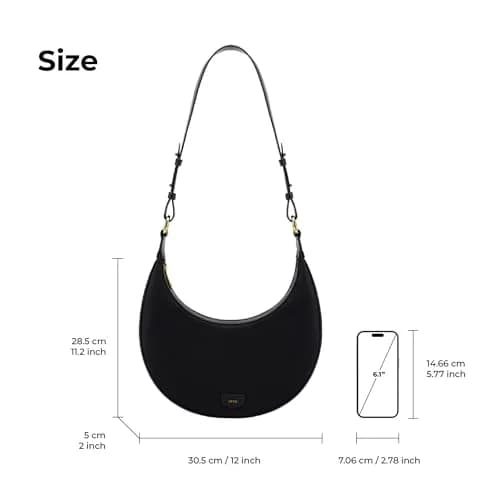JW PEI Women's Carly Saddle Bag - Black - Medium | Classic Faux Leather Shoulder Bag thumbnail 7