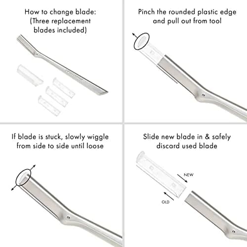 Tweezerman Facial Razor Replacement Blades 4 Count | Dermaplaning Blades for Peach Fuzz Removal thumbnail 4