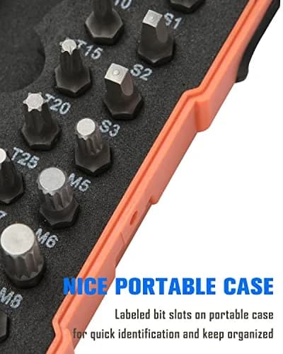 ROTATION 44pc Bit Set with 1/4 Mini Ratchet Offset Screwdriver | Compact Chrome Vanadium Steel Tool for Tight Spaces thumbnail 6