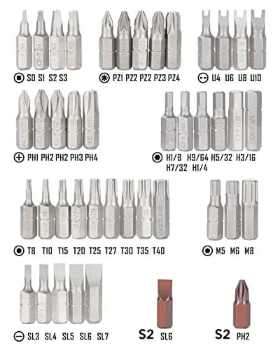 ROTATION 44pc Bit Set with 1/4 Mini Ratchet Offset Screwdriver | Compact Chrome Vanadium Steel Tool for Tight Spaces thumbnail 2