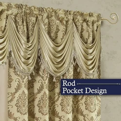 DreamField Linen Curtain Window Panel Taupe 137cm (54" W) x 213cm (84" L) | Light-Filtering Damask Pattern thumbnail 5