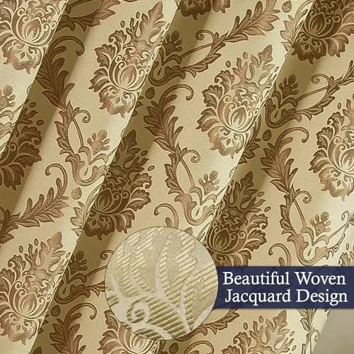 DreamField Linen Curtain Window Panel Taupe 137cm (54" W) x 213cm (84" L) | Light-Filtering Damask Pattern thumbnail 6