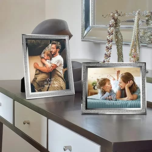 Calenzana 4 Pack 8x10 Picture Frames | Sparkle Glass Photo Frame Set for Tabletop & Wall Display thumbnail 2