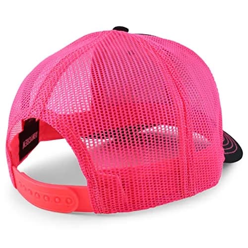 Armycrew Oversize XXL Low Profile Two Tone Mesh Back Trucker Baseball Cap Black Neon Pink | Fits Big Head Sizes Up to XXL thumbnail 3
