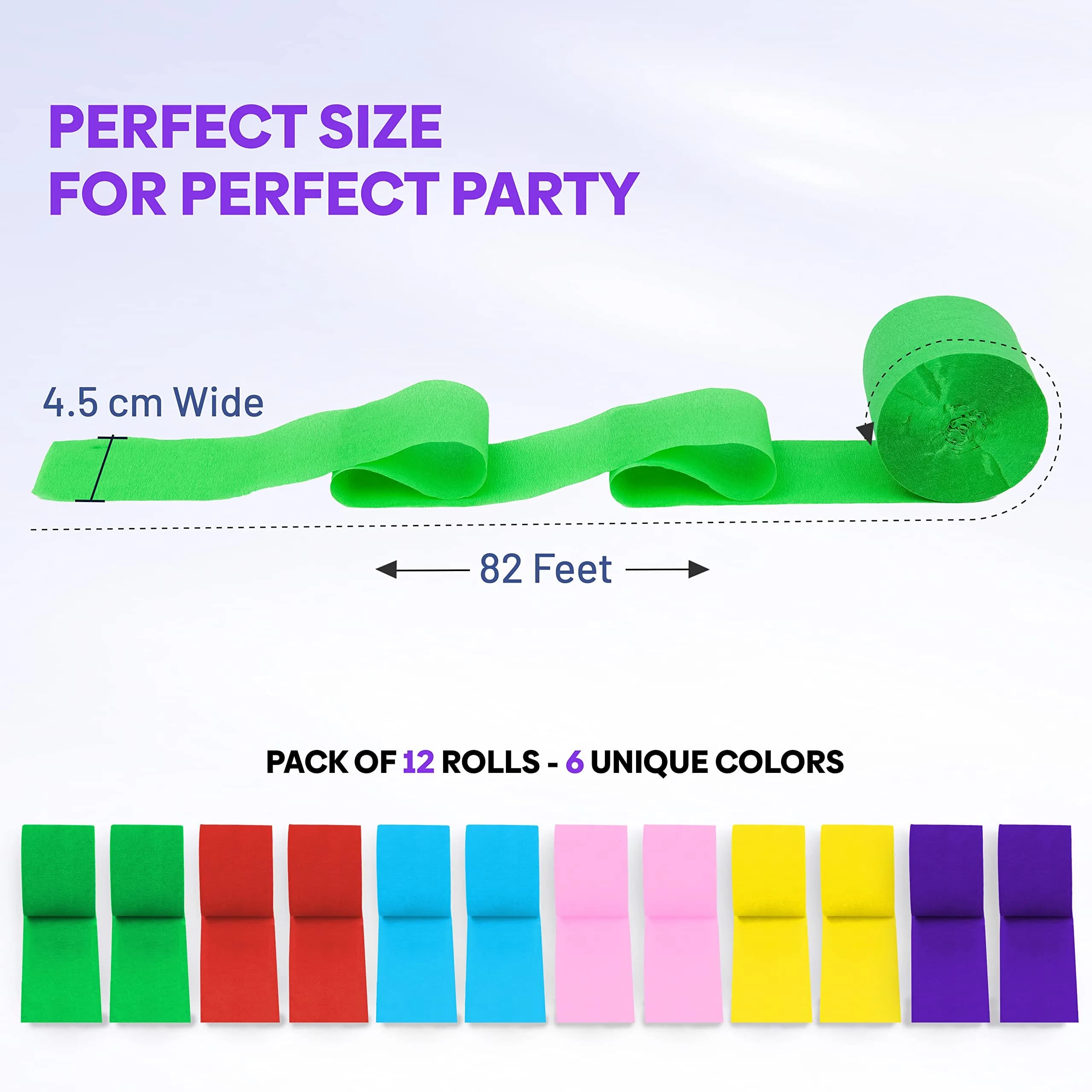 Captain Decor Rainbow Crepe Paper Streamers | 12 Rolls, 984ft Total Length - view 3