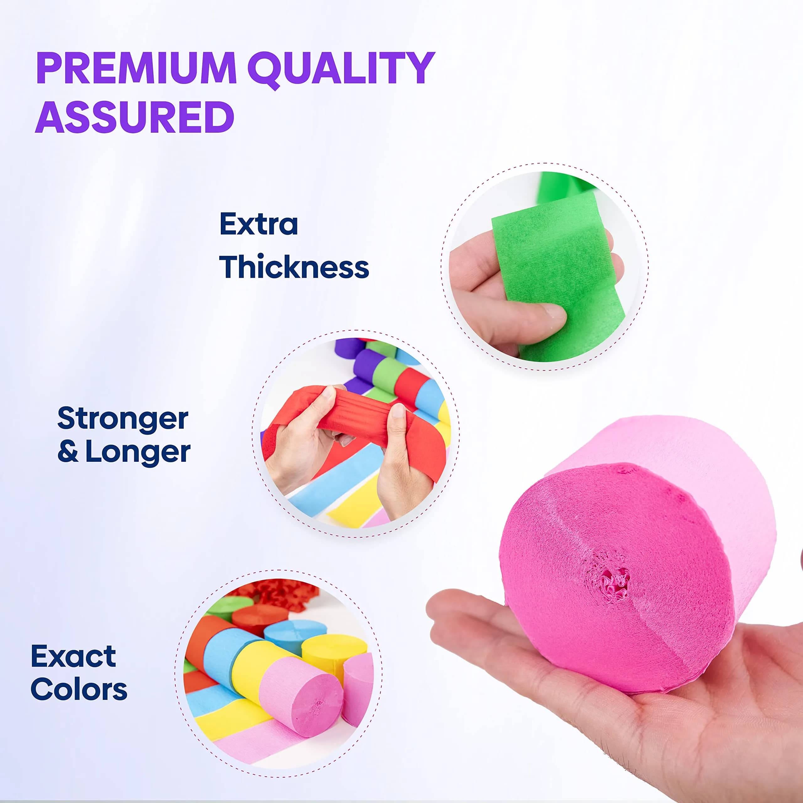 Captain Decor Rainbow Crepe Paper Streamers | 12 Rolls, 984ft Total Length - view 4