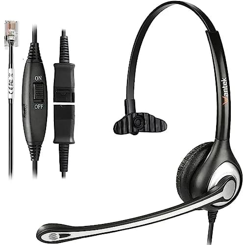 Wantek Yealink Phone Headset with Quick Disconnect Cord | Noise Cancelling, RJ9 Office Headset for Yealink VoIP Phones thumbnail 1