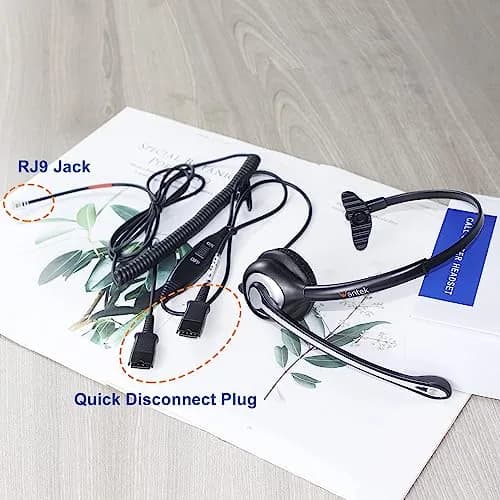 Wantek Yealink Phone Headset with Quick Disconnect Cord | Noise Cancelling, RJ9 Office Headset for Yealink VoIP Phones thumbnail 6