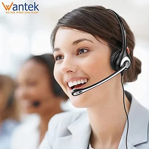 Wantek Yealink Phone Headset with Quick Disconnect Cord | Noise Cancelling, RJ9 Office Headset for Yealink VoIP Phones thumbnail 2