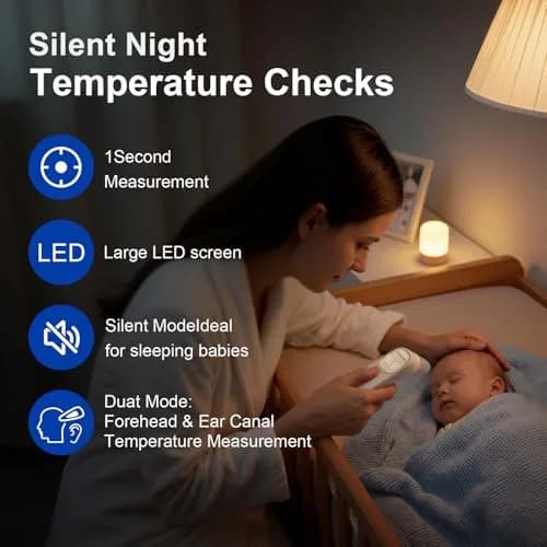 Berrcom 2-in-1 Infrared Forehead Ear Thermometer All Ages | Fast Accurate Reading, Fever Warning, Non-Contact thumbnail 4