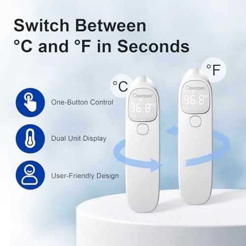 Berrcom 2-in-1 Infrared Forehead Ear Thermometer All Ages | Fast Accurate Reading, Fever Warning, Non-Contact thumbnail 9