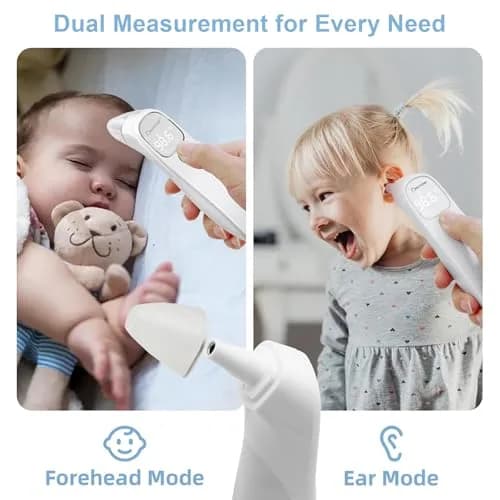 Berrcom 2-in-1 Infrared Forehead Ear Thermometer All Ages | Fast Accurate Reading, Fever Warning, Non-Contact thumbnail 2