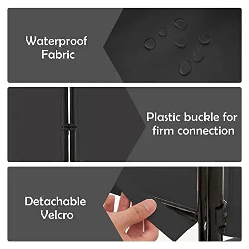 Spurgehom 3 Panel Rolling Room Divider with Wheels, Black Fabric Privacy Screen 223.5cm (88" W x 71" H) | Freestanding Foldable Partition thumbnail 5