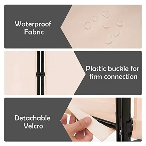 Spurgehom 3 Panel Rolling Room Divider 213cm (7ft) H x 224cm (7.3ft) W | Freestanding Privacy Screen for Homes & Offices thumbnail 4