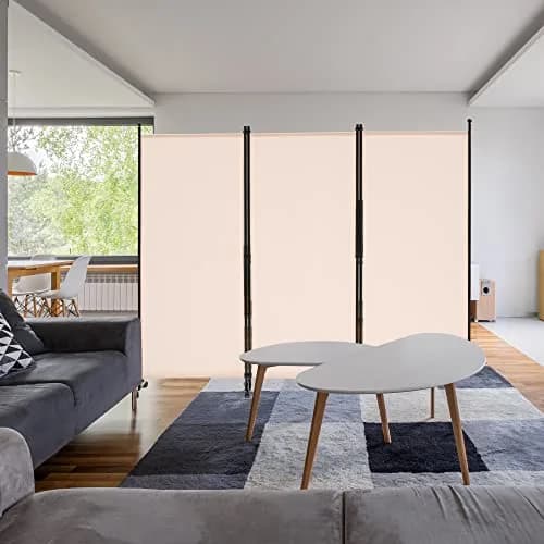 Spurgehom 3 Panel Rolling Room Divider 213cm (7ft) H x 224cm (7.3ft) W | Freestanding Privacy Screen for Homes & Offices thumbnail 3