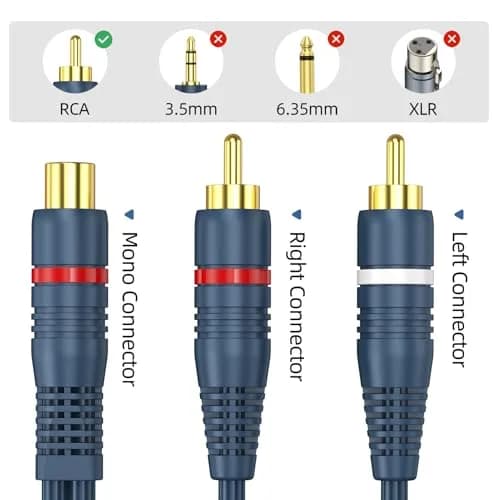 DteeDck RCA Splitter - 1 Female to 2 Male | Durable 8 Inch Audio Video Adapter thumbnail 3