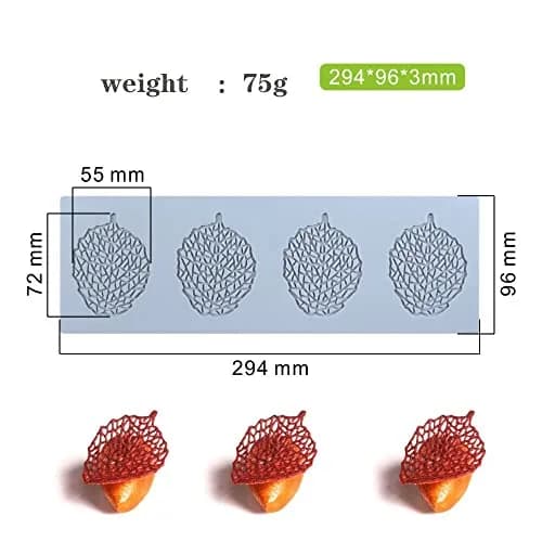 TUKE 3D Hollow Leaf Silicone Mold 29.9 cm (11.76 inch) | Food Grade Baking Chocolate Candy Lace Mould thumbnail 4