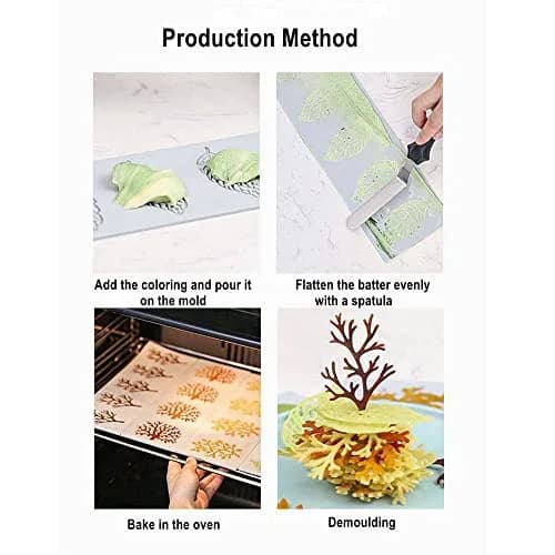 TUKE 3D Hollow Leaf Silicone Mold 29.9 cm (11.76 inch) | Food Grade Baking Chocolate Candy Lace Mould thumbnail 6