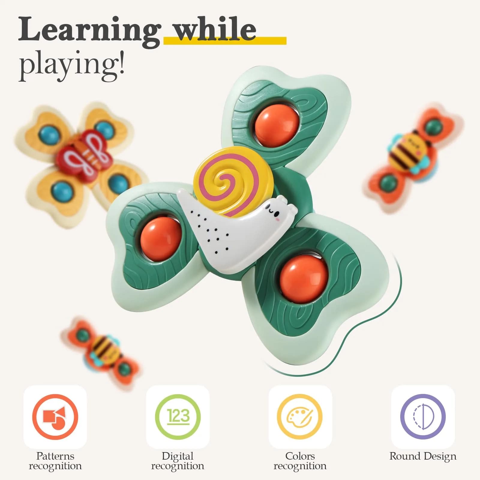 ALASOU Suction Cup Spinner Toys 3-Pack | Engaging Play for Babies & Toddlers - view 4
