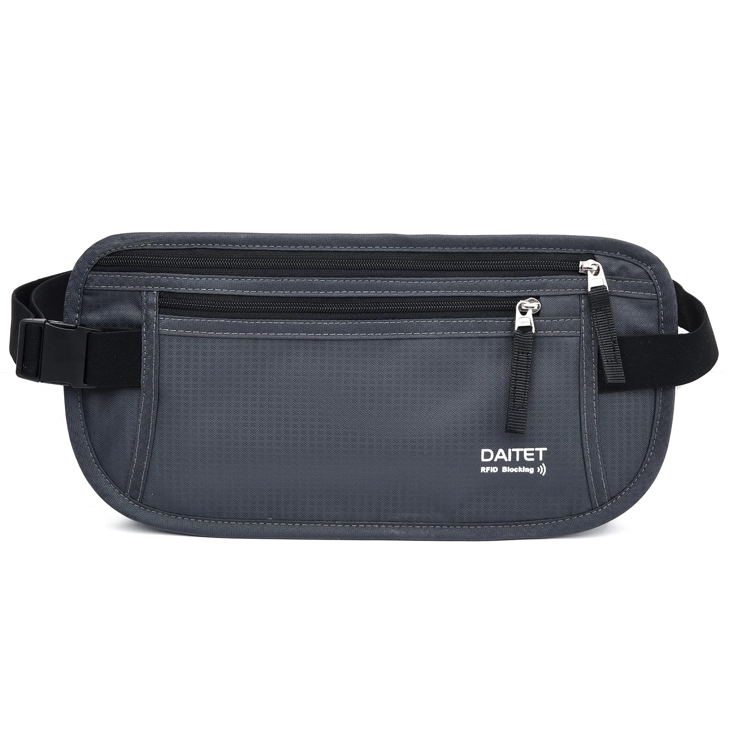 DAITET RFID Blocking Money Belt Slim Fanny Pack with Adjustable Strap | 29cm (11.2") x 14cm (5.5")