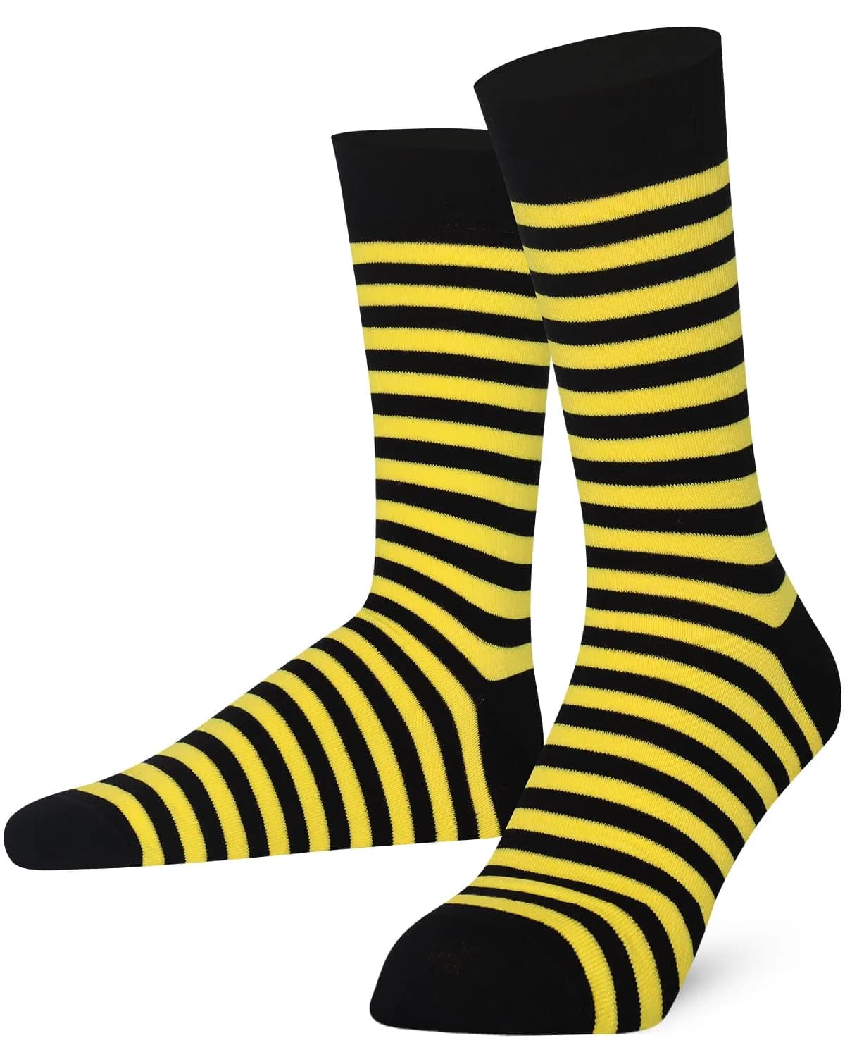 Mysocks Crew Socks Stripe Yellow Black | Unisex Cotton Comfort (70-120 chars) — Stripe Yellow Black
