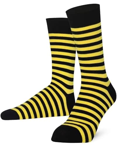 Mysocks Crew Socks Stripe Yellow Black | Unisex Cotton Comfort (70-120 chars) thumbnail 1