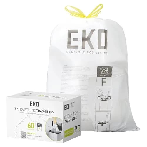 EKO 13 Gallon / 40-60 Liter Drawstring Trash Bags, 60 Count | Leak-Resistant Extra-Strong Garbage Bags thumbnail 1