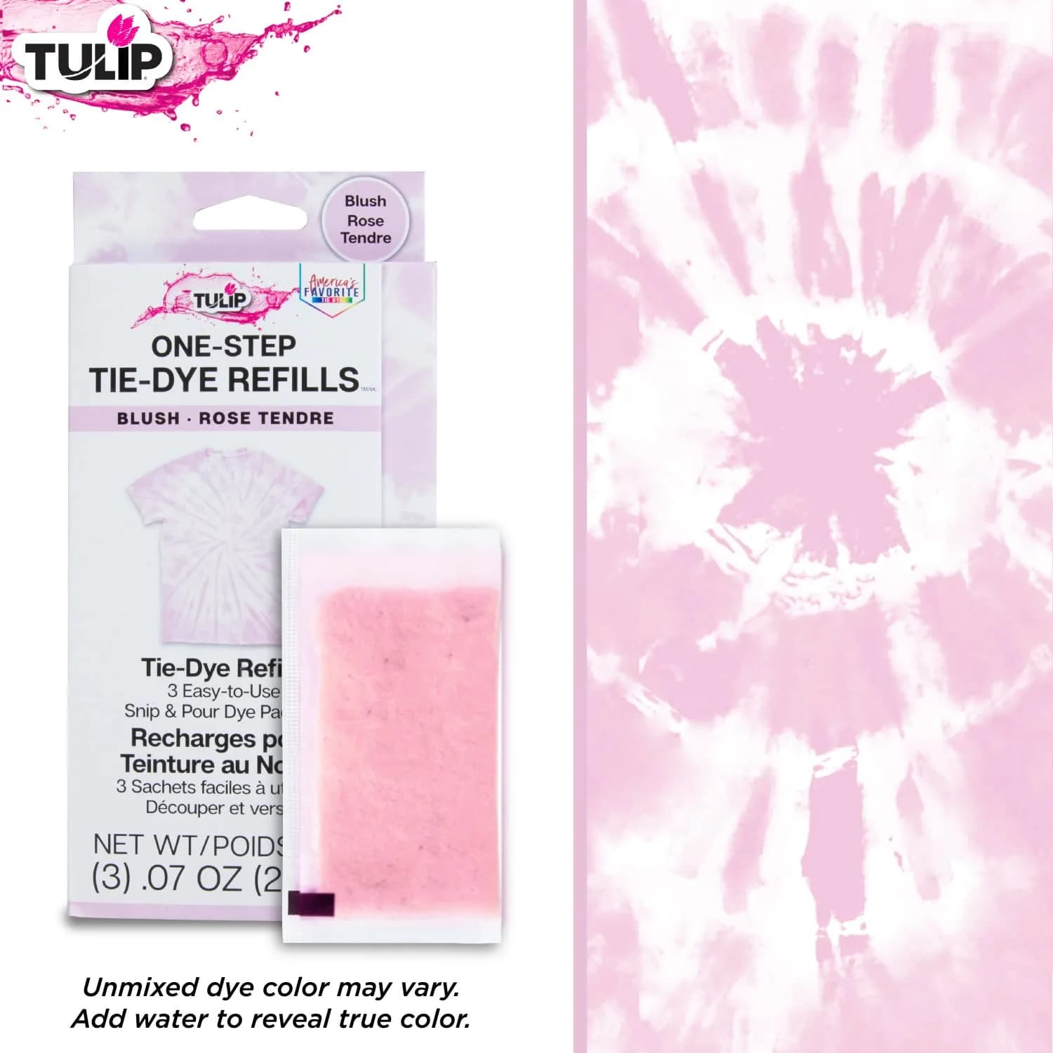 TULIP One-Step Tie-Dye Kit , 3 Fabric Dye Refill Packs, Blush | Eco-Friendly, 4 oz. dye, vibrant colors, safe for natural fibers thumbnail 4
