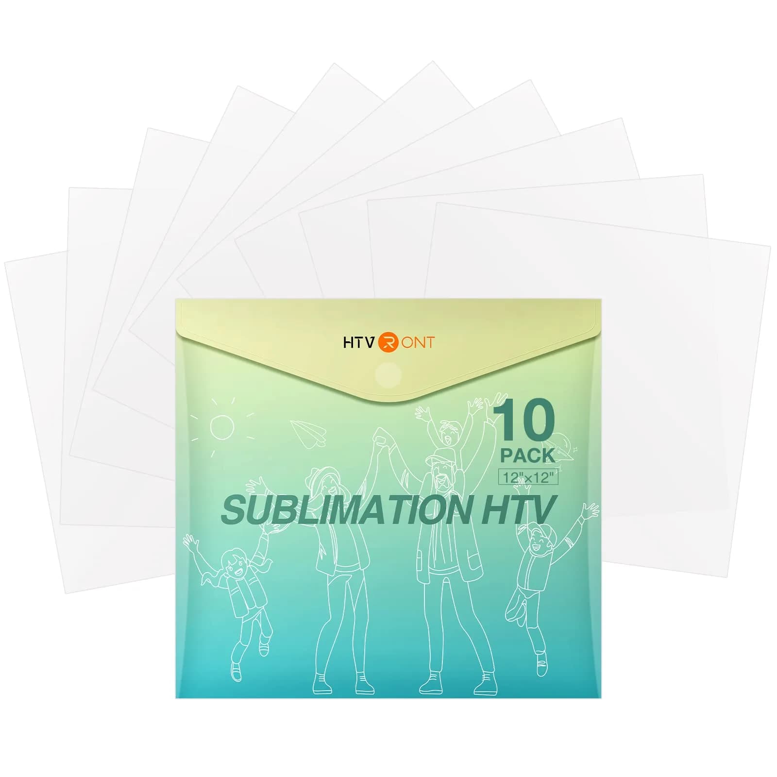 HTVRONT Sublimation HTV Sheets for Cotton Fabric Matte 12x12'' (10 Pack) | Heat Transfer Vinyl for Light Fabric