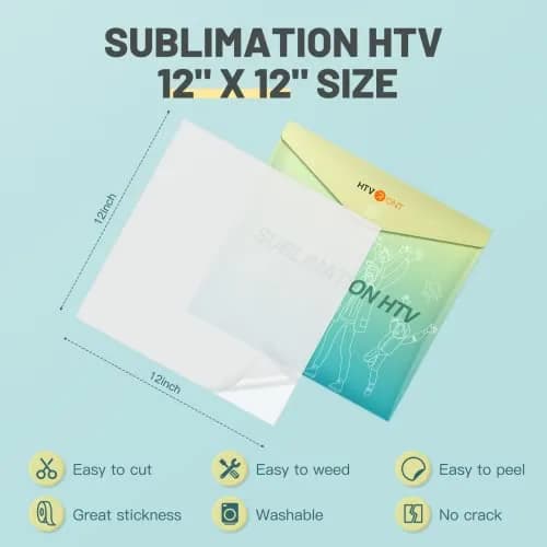 HTVRONT Sublimation HTV Sheets for Cotton Fabric Matte 12x12'' (10 Pack) | Heat Transfer Vinyl for Light Fabric thumbnail 3