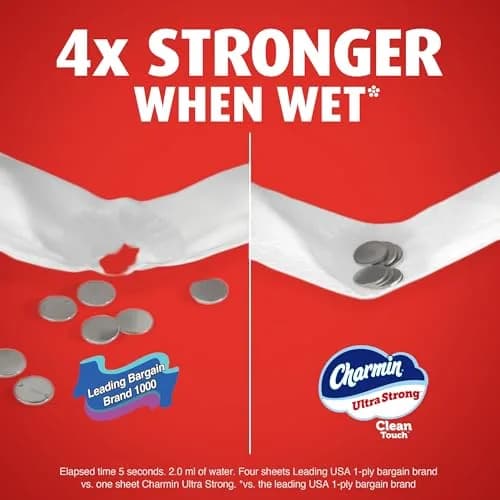 Charmin Ultra Strong Clean Touch 2-Ply Toilet Paper, 18 Family Mega Rolls (4950 Sheets) | 4X Stronger When Wet thumbnail 5